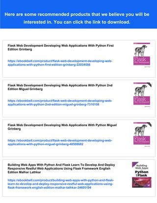 Python Web Applications With Flask Handon Your Flask Skills2024 Jeffrey ...