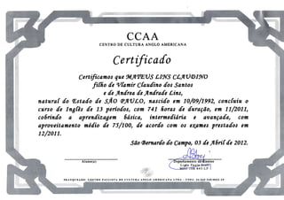 Certificado CCAA