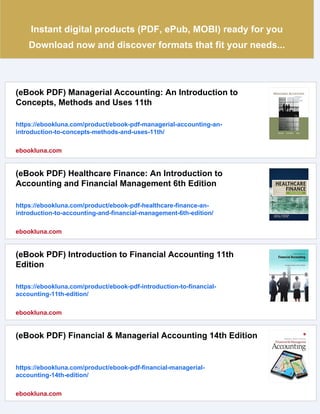 (eBook PDF) Financial Accounting An Introduction to Concepts 14th | PDF