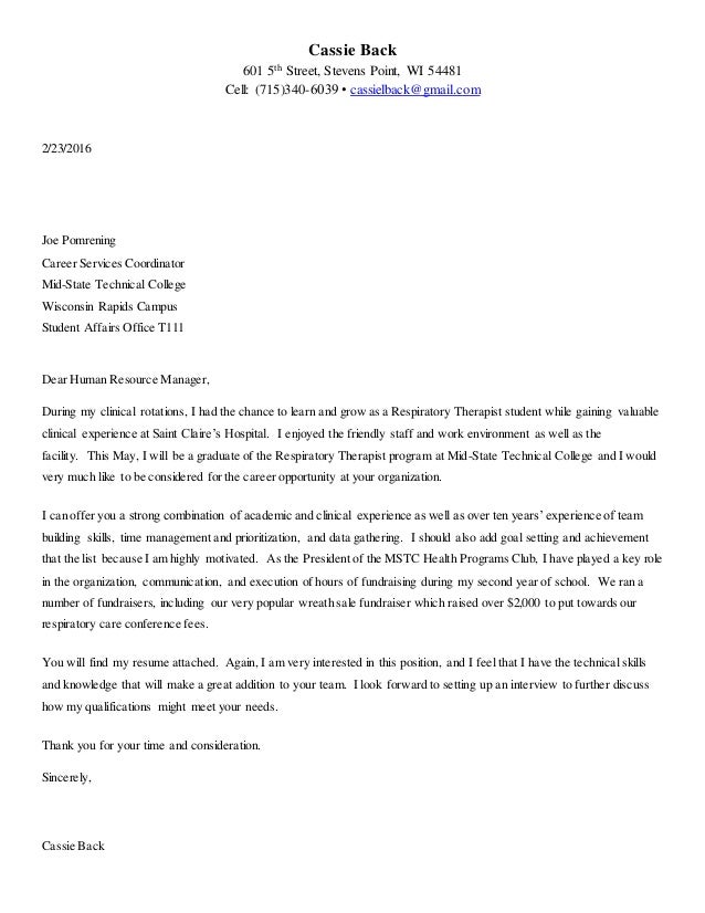 respiratory therapist cover letter clinical psychologist cover letter