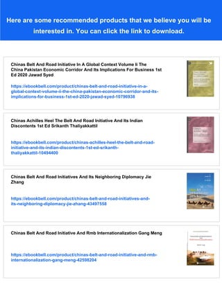 Chinas Belt And Road Initiative And Its Impact In Central Asia Marlene ...