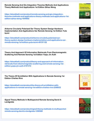 Remote Sensing Theory And Applications 1st Edition Garg P K | PDF