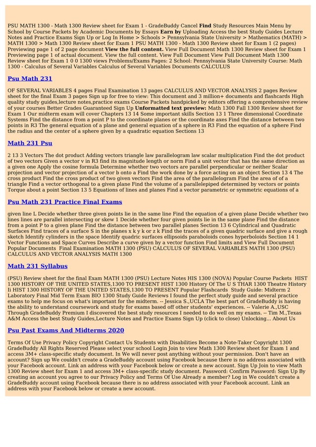 Psu math 231 PDF Psu math 231 PDF