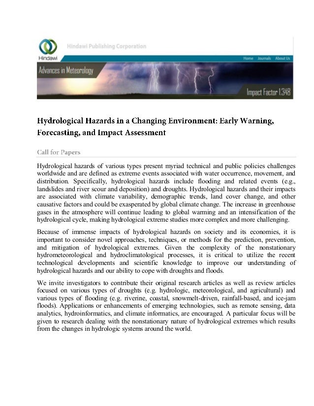 Guest editorial Advances in Meteorology ( IF=1.348) Special Issue