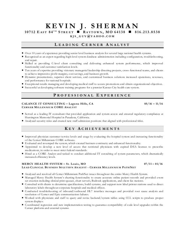 Epic Ambulatory Analyst Sample Resume Epic Ambulatory Analyst Sample Resume