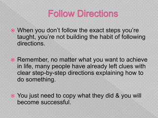 Follow Guide Without Question Fails Be a good student to become successful in life | PPTX