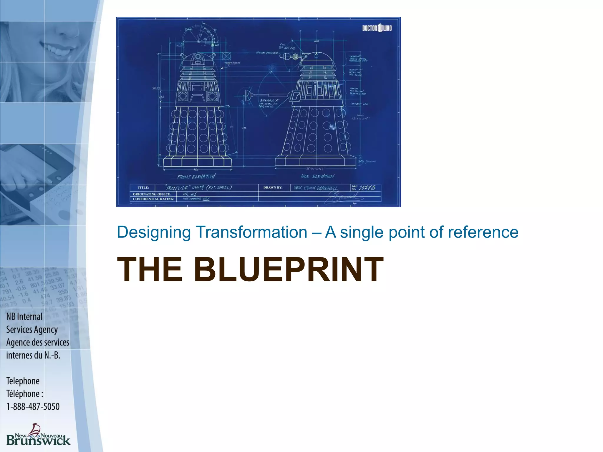 THE BLUEPRINT
Designing Transformation – A single point of reference
 