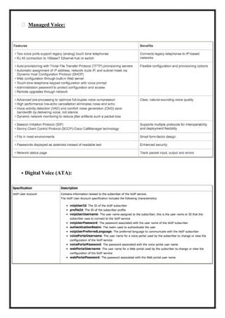 Managed Voice:
• Digital Voice (ATA):
 
