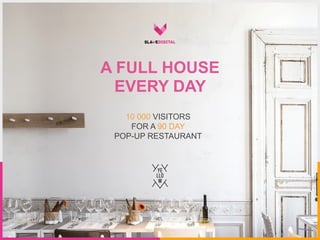 A FULL HOUSE
EVERY DAY
10 000 VISITORS
FOR A 90 DAY
POP-UP RESTAURANT
 