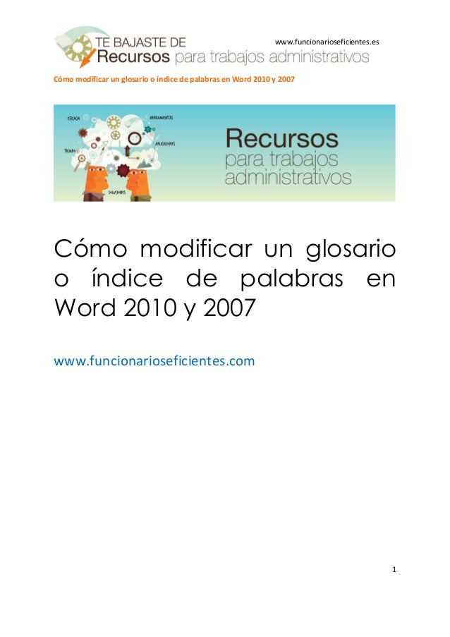 Cómo modificar un glosario o índice de palabras o términos