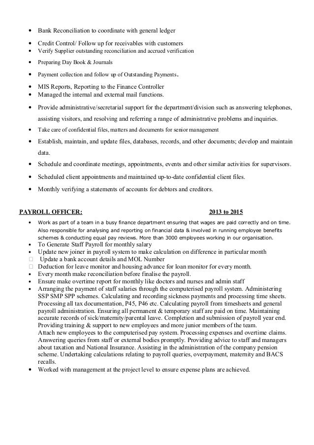bank reconciliation resume