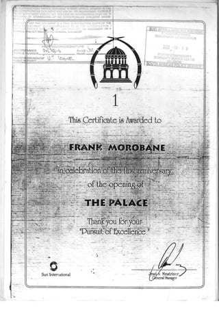 CERTIFICATES of frank