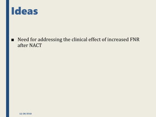 Ideas
■ Need for addressing the clinical effect of increased FNR
after NACT
12/28/2018
 