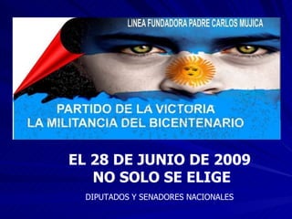 EL 28 DE JUNIO DE 2009  NO SOLO SE ELIGE DIPUTADOS Y SENADORES NACIONALES   