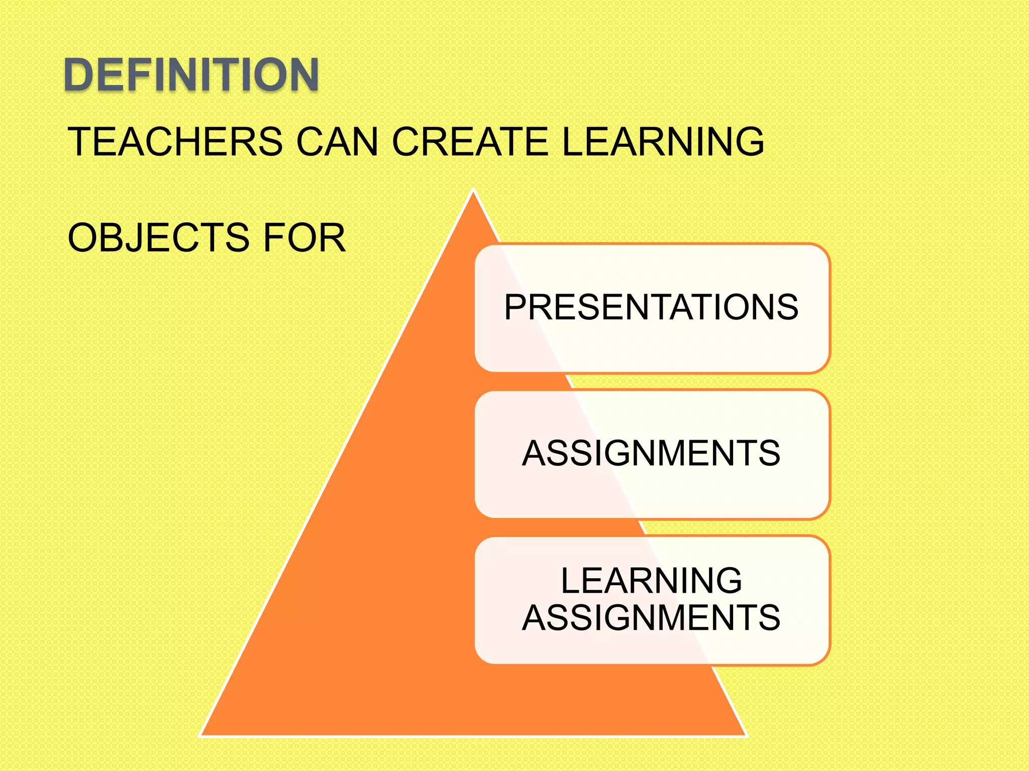 DefinitionTEACHERS CAN CREATE LEARNING OBJECTS FOR