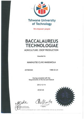 BTech certificate