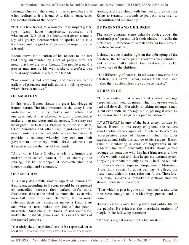 Essays Of Francis Bacon A Moral Perspective - 