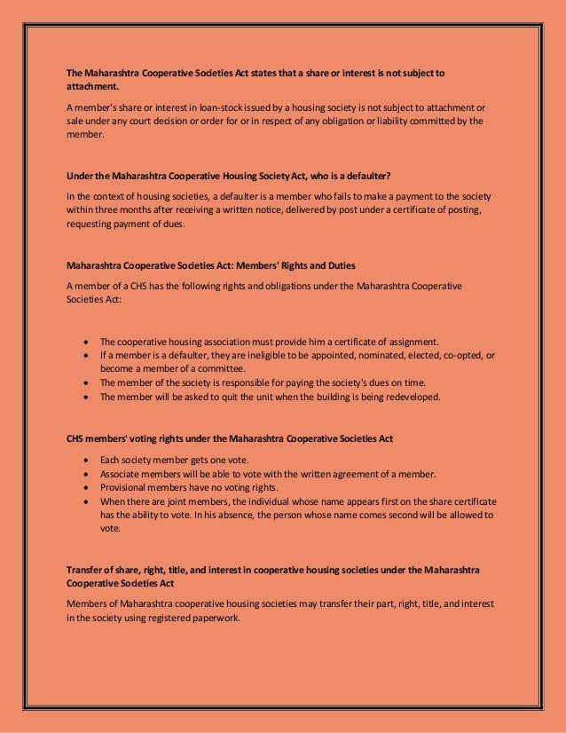 Maharashtra Cooperative Societies Act | PDF