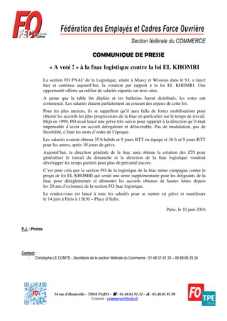54 rue d'Hauteville - 75010 PARIS - : 01.48.01.91.32 - : 01.48.01.91.98
Courriel : commerce@fecfo.fr
Section fédérale du C...