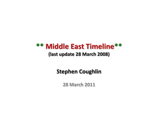 ** Middle East Timeline**(last update 28 March 2008) Stephen Coughlin 28 March 2011 