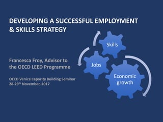 DEVELOPING A SUCCESSFUL EMPLOYMENT
& SKILLS STRATEGY
Francesca Froy, Advisor to
the OECD LEED Programme
OECD Venice Capacity Building Seminar
28-29th November, 2017
Economic
growth
Jobs
Skills
 