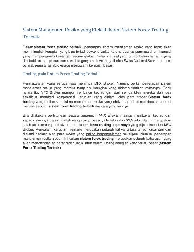 Manajemen resiko trading forex