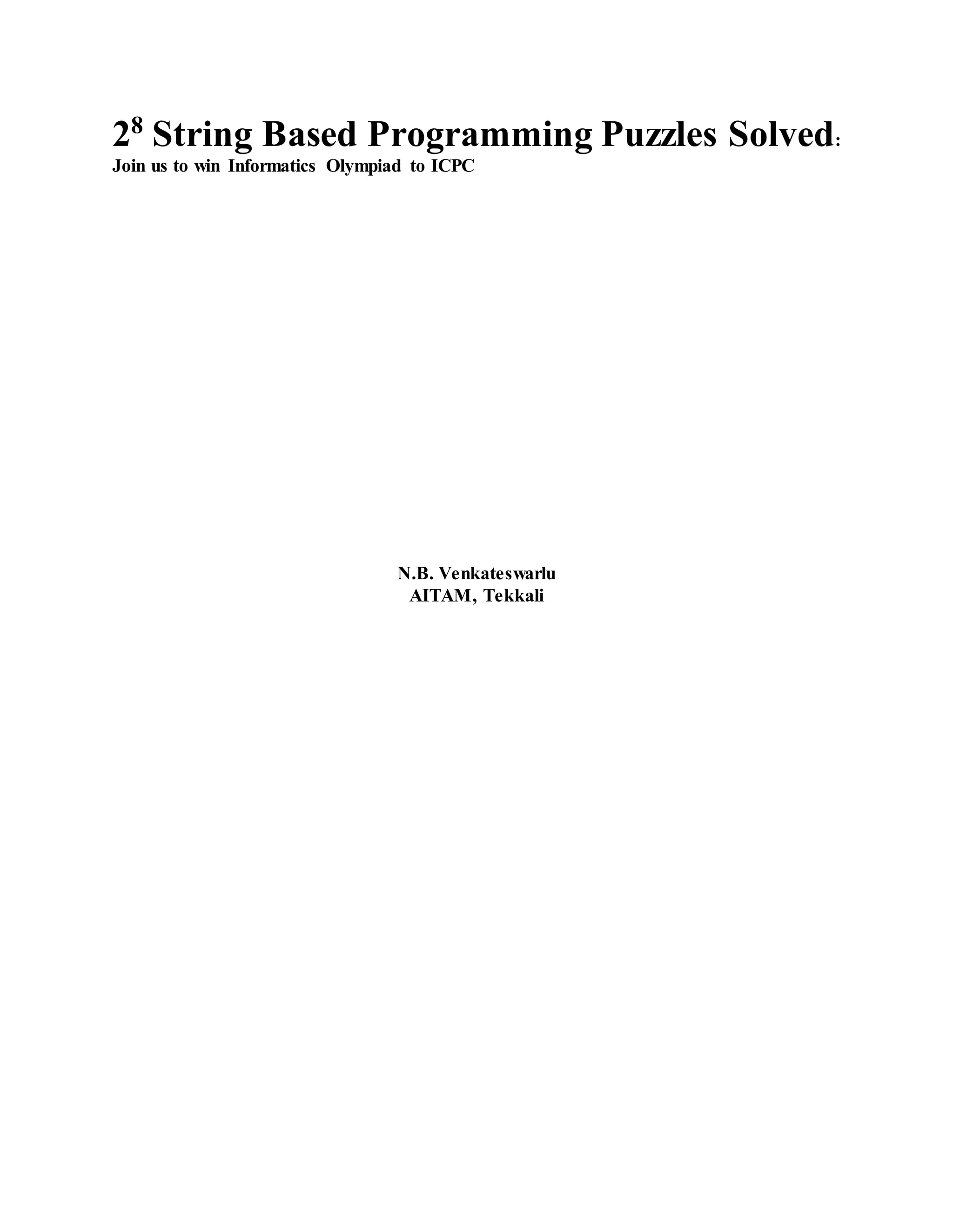 String based programming puzzles solved | DOCX | Programming Languages ...