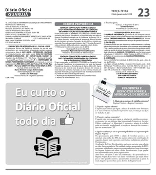 Diário Oficial
 GUARUJÁ
                                                                                                                                                 terça-feira
                                                                                                                                                 29 de janeiro de 2013
                                                                                                                                                                                       23
45. Comunicado de DEFERIMENTO DE LICENÇA DE FUNCIONAMENTO                                                                              3 - Assuntos gerais.
No. Protocolo: 18858/2012                                                     guarujá previdência                                                      Guarujá, 25 de janeiro de 2013
Data de Protocolo: 21/06/2012                                                                                                                                 Everton Santana
No. CEVS: 351870101-561-000767-1-6                                          EDITAL DE CONVOCAÇÃO PARA REALIZAÇÃO                                        Presidente do Conselho Fiscal
Data de Vencimento: 24/01/2014                                           DA 2ª REUNIÃO EXTRAORDINÁRIA DO CONSELHO
                                                                         DE ADMINISTRAÇÃO DO GUARUJÁ PREVIDÊNCIA
Razão Social: DENERVAL DE SOUSA SILVA - ME                                                                                                              EXTRATO DO EDITAL Nº 01/2013
                                                                   Ficam convocados os MEMBROS TITULARES do Conselho Admi-
CNPJ/CPF: 015.710.907/0001-11( )                                                                                                       O GUARUJÁ PREVIDÊNCIA, por meio de sua Diretoria Executi-
                                                                   nistrativo da Guarujá Previdência a comparecerem na sede do
Endereço: AVENIDA ADHEMAR DE BARROS,2422 SANTA ROSA                Guarujá Previdência situado na Av. Adhemar de Barros 230, cj        va, torna público para conhecimento dos interessados, que fará
Município: GUARUJÁ                   CEP: 11430-002 UF: SP         03 - Santo Antonio, no dia trinta de janeiro de dois mil e treze,   realizar CREDENCIAMENTO e CADASTRAMENTO de Institui-
Resp. Legal: DENERVAL DE SOUSA SILVA                               às oito horas em primeira chamada e às oito e trinta minutos em     ções Financeiras prestadoras de serviços de gestão financeira.
CPF: 276.216.038-36                                                segunda chamada, para participarem da 2ª Reunião Extraordi-         1 - DO OBJETO
                                                                   nária, onde será deliberada sobre a seguinte ordem do dia:          O presente Edital tem por objetivo o credenciamento e cadastra-
   Comunicado DE INTERDIÇÃO nº 01- DIVISA-2/2013                   1- Politica de investimento para o ano de 2013.                     mento de instituições financeiras e/ou empresas autorizadas pela
A Assessoria Técnica da Vigilância Sanitária no uso de suas                          Guarujá, 28 de janeiro de 2013.                   CVM a realizar gestão de recursos, detentoras de excelente qualifi-
atribuições e em cumprimento à legislação sanitária vigente,                 Conceição Aparecida da Fonseca Nogueira                   cação na gestão de ativos financeiros e que reconheçam a imuni-
comunica na data de 25/01/2013 a INTERDIÇÃO CAUTELAR                           Presidente do Conselho de Administração                 dade tributária do GUARUJÁ PREVIDÊNCIA, com fiel observância
do Estabelecimento, sob razão social: CASA DE REPOUSO                                                                                  a Resolução nº 3.922/2010 – CMN/ Portaria do MPS nº 519/2011 e
SANTOS OLIVEIRA LTDA – ME - CNPJ Nº13.208.122/0001-10,                       EDITAL DE CONVOCAÇÃO PARA REALIZAÇÃO                      da Política de Investimentos do GUARUJÁ PREVIDÊNCIA.
situado à Rua do Matão, nº 71 – Vila Áurea – Vicente de Carvalho         DA 1ª REUNIÃO EXTRAORDINÁRIA DO CONSELHO                      2 - DO PRAZO:
- Guarujá-SP, por fazer funcionar I L P I - INSTITUIÇÕES DE                       FISCAL DO GUARUJÁ PREVIDÊNCIA                        O presente Edital terá validade de 30 (trinta) dias após a data de
LONGA PERMANÊNCIA PARA IDOSOS contrariando as normas               Ficam convocados os MEMBROS TITULARES do Conselho Fiscal            sua publicação.
legais vigentes: RDC 283 de 2005, Lei Federal 10.741/03, Res.      da Guarujá Previdência a comparecerem na sede do Guarujá            Local para retirada do Edital e maiores informações, será a Sede
SS 123/01 e Portaria CNS 04/11, RDC 216/04, NR 24 do MTE.          Previdência situado na Av. Adhemar de Barros 230, cj 03 - Santo     do Guarujá Previdência, sito a Avenida Adhemar de Barros nº
                 Guarujá, 25 de Janeiro de 2013.                   Antonio, no dia vinte e nove de janeiro de dois mil e treze, às     230 – Conjuto 3 – Bairro Santo Antonio – CEP: 11.430-000 – Gua-
             Marco Antônio Chagas da Conceição                     nove horas em primeira chamada e às nove e trinta minutos em        rujá – SP, no horário de 11:00 ás 16:00 horas.
                 Diretor de Vigilância em Saúde                    segunda chamada, para participarem da Reunião Extraordiná-                            Guarujá, 23 de Janeiro de 2013.
                     Carlos Leda de Araújo                         ria, onde será discutida a seguinte pauta:                                             CÉLIA RODRIGUES RIBEIRO
            Assessor Técnico II – Vigilância Sanitária             1 - Aprovação do Regimento Interno do Conselho Fiscal;                                   DIRETORA PRESIDENTE
CldA / nmp                                                         2 - Politica de investimentos 2013;                                                      GUARUJÁ PREVIDÊNCIA




                                                                                                                             can                         PERGUNTAS E
                                                                                                                            ser al d                  RESPOSTAS SOBRE A
                                                                                                                               vid o
                                                                                                                                  or                 MUNDANÇA DE REGIME

                                                                                                                                                    1. Quais são os regimes de trabalho existentes?
                                                                                                                                                    Regime Celetista e Regime Estatutário.
                                                                                                                           2. O que é o regime celetista?
                                                                                                                           É aquele cujas normas que regem a relação de trabalho entre Prefeitura
                                                                                                                           e os seus servidores encontram-se presentes na Consolidação das Leis
                                                                                                                           do Trabalho (CLT).

                                                                                                                           3. O que é o regime estatutário?
                                                                                                                           É aquele cujas normas que regem as relações de trabalho encontram-
                                                                                                                           se presentes em um diploma legal denominado Estatuto do Servidor
                                                                                                                           Público, criado por Lei Municipal. E, portanto, a relação de trabalho
                                                                                                                           pode ser discutida possibilitando a criação ou alteração das normas o
                                                                                                                           que não acontecia na CLT.

                                                                                                                           4. Quais as diferenças em se aposentar pelo INSS e se aposentar pelo
                                                                                                                           Regime Próprio?
                                                                                                                           Na aposentadoria pelo INSS o salário de benefício passou a ser
                                                                                                                           calculado pela média dos 80% dos maiores salários de contribuição do
                                                                                                                           segurado durante todo o período contributivo, multiplicado pelo Fator
                                                                                                                           Previdenciário.
                                                                                                                           A aplicação do Fator Previdenciário acaba por acarretar uma redução
                                                                                                                           no valor da aposentadoria. Na realidade, muitos aposentados do INSS
                                                                                                                           continuam trabalhando porque sua aposentadoria ao longo dos tempo.
                                                                                                                           No Regime Próprio não existe o Fator Previdenciário, o que garante
                                                                                                                           uma aposentadoria sem perdas significativas.
                                                                                                                           Além disso, não existe o “teto” de contribuição e de aposentadoria no
                                                                                                                           Regime Próprio. Esse “teto” é um limite contributivo que impõe limite
                                                                                                                           para o valor quando ocorrer a aposentadoria ocasionando a queda da
                                                                                                                           renda daqueles que recebem acima do teto do Regime Geral.
 