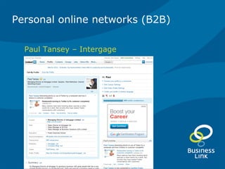 Personal online networks (B2B)  ,[object Object]