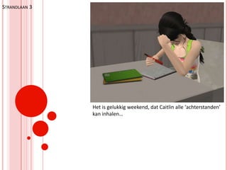 Strandlaan 3Het is gelukkig weekend, dat Caitlin alle ‘achterstanden’ kan inhalen…