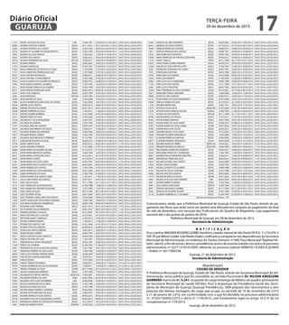 11537 SIDNEY AUGUSTO DA SILVA GAB 22/04/1991 22/04/2014 21/04/2015 18/01/2016 a 06/02/2016
20686 SILMARA CRISTINA SARAIVA SEDUC 03/11/2014 03/11/2014 02/11/2015 04/01/2016 a 23/01/2016
12540 SILVANA ANTONIO DE S COUTO SESAU 25/05/1995 25/05/2014 24/05/2015 04/01/2016 a 02/02/2016
13016 SILVANA AP CALUMBY DE SOUZA PAGETTI SEDUC 10/02/1999 10/02/2014 09/02/2015 11/01/2016 a 09/02/2016
15002 SILVANA DA SILVA FRANCO SESAU 17/06/2004 17/06/2014 16/06/2015 10/01/2016 a 08/02/2016
19421 SILVANA DOS SANTOS SEDUC 29/06/2012 29/06/2014 28/06/2015 04/01/2016 a 02/02/2016
18770 SILVANA FERNANDES DA SILVA SEPLAN 19/09/2011 19/09/2014 18/09/2015 04/01/2016 a 02/02/2016
14510 SILVANA PEREIRA SESAU 26/06/2002 26/06/2014 25/06/2015 04/01/2016 a 02/02/2016
11475 SILVANO SANTOS GIL SEELA 01/04/1991 01/04/2014 31/03/2015 05/01/2016 a 24/01/2016
17583 SILVIA APARECIDA DE DEUS DA S E SILVA SESAU 11/03/2009 11/03/2014 10/03/2015 04/01/2016 a 23/01/2016
17157 SILVIA APARECIDA PEREIRA MUSCULIS SEDUC 21/07/2008 21/07/2014 20/07/2015 04/01/2016 a 02/02/2016
18742 SILVIA CRISTINA RODRIGUES SEDUC 02/08/2011 02/08/2014 01/08/2015 04/01/2016 a 02/02/2016
10775 SILVIA CRISTINA S B NASCIMENTO SEDUC 14/05/1990 14/05/2014 13/05/2015 04/01/2016 a 02/02/2016
18423 SILVIA ELISABETE DE ASSUMPCAO RAMOS D SEDUC 02/08/2010 02/08/2014 01/08/2015 04/01/2016 a 02/02/2016
11865 SILVIA MARIA ALMEIDA E ALMEIDA SEDUC 13/02/1992 13/02/2014 12/02/2015 04/01/2016 a 23/01/2016
8213 SILVIA REGINA TARELHO DE OLIVEIRA SEDUC 19/02/1990 19/02/2014 18/02/2015 04/01/2016 a 02/02/2016
20577 SILVIA RENATA RODRIGUES ALVES SEDUC 06/05/2014 06/05/2014 05/05/2015 04/01/2016 a 23/01/2016
13055 SILVIO LUIZ CARDOSO SEGOV 23/02/1999 23/02/2015 22/02/2016 04/01/2016 a 02/02/2016
6558 SILVIO MARQUES SEPLAN 23/03/1984 23/03/2014 22/03/2015 19/01/2016 a 07/02/2016
16784 SILVIO RUFINO DA SILVA ADM 15/04/2008 15/04/2014 14/04/2015 04/01/2016 a 23/01/2016
17969 SILZETE APARECIDA GONCALVES DE CARVAL SEDUC 13/07/2009 13/07/2014 12/07/2015 04/01/2016 a 02/02/2016
20258 SIMONE ALVES SANTOS SEDUC 30/04/2013 30/04/2014 29/04/2015 04/01/2016 a 02/02/2016
18805 SIMONE DE SOUZA OLIVEIRA SESAU 05/01/2012 05/01/2015 04/01/2016 25/01/2016 a 13/02/2016
19298 SIMONE FERREIRA DE JESUS SESAU 11/06/2012 11/06/2014 10/06/2015 04/01/2016 a 02/02/2016
13176 SIMONE SILVEIRA BARBOSA SEDUC 07/02/2000 07/02/2014 06/02/2015 04/01/2016 a 02/02/2016
14431 SIMONE VIEIRA DA SILVA SESAU 19/02/2002 19/02/2014 18/02/2015 18/01/2016 a 06/02/2016
11538 SOLANGE B C DE ALBUQUERQUE SESAU 23/04/1991 23/04/2014 22/04/2015 18/01/2016 a 06/02/2016
10781 SOLANGE DE ALMEIDA SEDEAS 21/05/1990 21/05/2014 20/05/2015 04/01/2016 a 02/02/2016
11575 SOLANGE LIMA DOS SANTOS SEDUC 23/04/1991 23/04/2014 22/04/2015 04/01/2016 a 23/01/2016
18735 SOLANGE NASCIMENTO DE SOUZA SEDUC 12/08/2011 12/08/2014 11/08/2015 04/01/2016 a 23/01/2016
15917 SOLANGE PEREIRA DE ANDRADE SEDUC 23/06/2006 23/06/2014 22/06/2015 04/01/2016 a 23/01/2016
13017 SOLANGE REGINA CORREA SEDUC 10/02/1999 10/02/2014 09/02/2015 04/01/2016 a 23/01/2016
4901 SOLANGE VASCONCELOS O FERREIRA SEDUC 01/10/1981 01/10/2014 30/09/2015 01/01/2016 a 30/01/2016
18371 SONIA BONFIM NEVES DA SILVA SEDUC 02/08/2010 02/08/2014 01/08/2015 04/01/2016 a 23/01/2016
19730 SONIA CAMPOS SILVA SEDUC 20/02/2013 20/02/2014 19/02/2015 11/01/2016 a 30/01/2016
16109 SONIA HONORIO FERREIRA SEDUC 21/07/2006 21/07/2014 20/07/2015 04/01/2016 a 02/02/2016
18488 SONIA MARIA ALEXANDRE DE LIMA SESAU 01/10/2010 01/10/2014 30/09/2015 04/01/2016 a 02/02/2016
12072 SONIA MARIA BERTHO B SAMPAIO SEDUC 16/05/1994 16/05/2014 15/05/2015 04/01/2016 a 02/02/2016
20427 SONIA MARIA CALVALHAR LOPES SEDUC 30/10/2013 30/10/2014 29/10/2015 04/01/2016 a 02/02/2016
18505 SONIA MARIA CHAVES SESAU 01/10/2010 01/10/2014 30/09/2015 04/01/2016 a 23/01/2016
11381 SONIA MARIA DA COSTA LOPES SESAU 05/03/1991 05/03/2014 04/03/2015 11/01/2016 a 30/01/2016
16257 SONIA MARIA ROCHA GARCIA SILVA SEDUC 06/03/2007 06/03/2014 05/03/2015 04/01/2016 a 02/02/2016
10780 SONIA PEREIRA DOS SANTOS SEDUC 21/05/1990 21/05/2014 20/05/2015 04/01/2016 a 23/01/2016
17450 SONIA REGINA DA SILVA VANDERLEI SEDEAS 20/01/2009 20/01/2015 19/01/2016 25/01/2016 a 13/02/2016
10992 SONIA RODRIGUES DA SILVA SEGOV 01/08/1990 01/08/2015 31/07/2016 04/01/2016 a 02/02/2016
19041 SORAYA APARECIDA DUARTE JAIME SEDUC 17/02/2012 17/02/2014 16/02/2015 04/01/2016 a 02/02/2016
18712 SUELA LIMA FARIAS DOS SANTOS SEDUC 22/07/2011 22/07/2014 21/07/2015 04/01/2016 a 23/01/2016
7010 SUELI ANA DA SILVA SEDUC 14/11/1984 14/11/2014 13/11/2015 04/01/2016 a 02/02/2016
10152 SUELI APARECIDA DE M FRANCISCO SEDUC 01/08/1988 13/08/2014 12/08/2015 04/01/2016 a 23/01/2016
10485 SUELI APARECIDA TERUMI FUKUSHIMA SESAU 17/07/1989 17/07/2014 16/07/2015 04/01/2016 a 02/02/2016
5529 SUELI LOPES DA SILVA SEDUC 08/12/1982 08/12/2014 07/12/2015 04/01/2016 a 02/02/2016
13625 SUELI OLIVEIRA SOUZA SESAU 28/07/2000 28/07/2014 27/07/2015 04/01/2016 a 02/02/2016
16836 SUELI TENORIO CAVALCANTI DOS SANTOS SESAU 29/04/2008 29/04/2014 28/04/2015 04/01/2016 a 02/02/2016
11056 SUZETE GONCALVES DE OLIVEIRA SIQUEIRA SEDUC 14/08/1990 14/08/2014 13/08/2015 04/01/2016 a 02/02/2016
12976 SUZI MARA RODRIGUES DAMBROSIO SEGOV 09/09/1998 09/09/2015 08/09/2016 04/01/2016 a 02/02/2016
18811 TAIGUARA ALVES PEREIRA SEELA 05/01/2012 05/01/2015 04/01/2016 11/01/2016 a 30/01/2016
20726 TALITA MARIA SOUZA MARQUES CGM 09/01/2015 09/01/2015 08/01/2016 11/01/2016 a 30/01/2016
14370 TAMARA EUGENIA STULBACH SESAU 04/12/2001 04/12/2014 03/12/2015 11/01/2016 a 09/02/2016
14341 TANIA CRISTINA DOS S JUSTINO SESAU 25/10/2001 25/10/2014 24/10/2015 04/01/2016 a 23/01/2016
20597 TATHYANE MUNIZ CARRANCA SEDUC 14/05/2014 14/05/2014 13/05/2015 04/01/2016 a 23/01/2016
19297 TATIANE CORREIA PEREIRA SESAU 11/06/2012 11/06/2014 10/06/2015 04/01/2016 a 23/01/2016
17351 TATIANE DOS SANTOS CURY SEGOV 01/01/2009 01/01/2015 31/12/2015 04/01/2016 a 23/01/2016
18408 TATIANE HIPOLITO GRANDIS SEDUC 02/08/2010 02/08/2014 01/08/2015 04/01/2016 a 02/02/2016
19703 TELMA DOS SANTOS RIBEIRO SEDUC 18/02/2013 18/02/2014 17/02/2015 04/01/2016 a 23/01/2016
12589 TELMA REGINA CORREIA SEDUC 20/06/1995 20/07/2014 19/07/2015 04/01/2016 a 23/01/2016
10617 TERESA CRISTINA COSTA LAROCCA SEDUC 06/03/1990 06/03/2014 05/03/2015 04/01/2016 a 02/02/2016
11404 TERESA CRISTINA DA SILVA SEDUC 11/03/1991 10/03/2014 09/03/2015 04/01/2016 a 23/01/2016
1874 TERESINHA VILA NOVA PRUDENCIO SEDUC 26/03/1987 26/03/2014 25/03/2015 04/01/2016 a 23/01/2016
11928 TEREZA DA S PEREIRA SEDUC 01/06/1992 01/06/2014 31/05/2015 04/01/2016 a 02/02/2016
4459 TEREZINHA DE JESUS ALVES DOS SANTOS ADM 16/01/1981 16/01/2015 15/01/2016 18/01/2016 a 06/02/2016
11061 TEREZINHA PEREIRA DA SILVA ALVES SEDUC 15/08/1990 15/08/2014 14/08/2015 04/01/2016 a 02/02/2016
18043 THAIS ELISA TEIXEIRA MENDES NEVES SESAU 26/08/2009 26/08/2014 25/08/2015 04/01/2016 a 23/01/2016
20430 THALITA DOS SANTOS MONTEIRO GAB 19/09/2013 19/09/2014 18/09/2015 04/01/2016 a 02/02/2016
18007 THIAGO BRUNE SEDUC 27/07/2009 27/07/2014 26/07/2015 04/01/2016 a 23/01/2016
20350 THIAGO FERRAZ DE FRANCA SEDUC 18/06/2013 18/06/2014 17/06/2015 14/12/2015 a 02/01/2016
18734 THIAGO RODRIGUES DE SOUZA SANTANA SEDUC 12/08/2011 12/08/2014 11/08/2015 07/12/2015 a 26/12/2015
12705 TIBURCIO PEREIRA DA SILVA SEURB 06/12/1995 06/12/2014 05/12/2015 25/01/2016 a 13/02/2016
10794 VALDECI RODRIGUES BARBOSA SEDUC 21/05/1990 17/05/2014 16/05/2015 04/01/2016 a 02/02/2016
14190 VALDEMAR DE FREITAS SANTOS SEDECON 19/04/2001 19/04/2014 18/04/2015 11/01/2016 a 30/01/2016
17505 VALDEMAR PEREIRA DA SILVA ADM 02/02/2009 02/02/2014 01/02/2015 04/01/2016 a 23/01/2016
15967 VALDENIA LEITE ALVES RHOMBERG GAB 20/06/2006 24/09/2014 23/09/2015 04/01/2016 a 02/02/2016
10793 VALDICE RODRIGUES DE OLIVEIRA SEDUC 14/05/1990 14/05/2014 13/05/2015 04/01/2016 a 02/02/2016
10796 VALDICELIA NUNES DA SILVA SEDUC 21/05/1990 21/05/2014 20/05/2015 04/01/2016 a 23/01/2016
14468 VALERIA MARIA PEREIRA C ALMEIDA SEFIN 04/03/2002 04/03/2014 03/03/2015 04/01/2016 a 23/01/2016
11542 VALERIA VELTRI ANTUNES DA SILVA ADM 19/04/1991 19/04/2014 18/04/2015 11/01/2016 a 30/01/2016
20590 VALKIRIA MARIA DA SILVA SANTOS SEDUC 09/05/2014 09/05/2014 08/05/2015 04/01/2016 a 02/02/2016
20100 VALQUIRIA CRUZ DE ALBUQUERQUE SANTOS SEDUC 08/04/2013 08/04/2014 07/04/2015 04/01/2016 a 02/02/2016
20710 VANDERLEIA MARIA DA CONCEICAO PRUDENC SESAU 10/12/2014 10/12/2014 09/12/2015 04/01/2016 a 02/02/2016
14461 VANESSA BARRETO PINTO SEINFRA 25/02/2002 25/02/2014 24/02/2015 04/01/2016 a 23/01/2016
15636 VANESSA DE LIMA FERRARINI SESAU 20/05/2005 20/05/2014 19/05/2015 04/01/2016 a 23/01/2016
20412 VANESSA DE SOUZA FRANCO SEDUC 07/10/2013 07/10/2014 06/10/2015 04/01/2016 a 02/02/2016
19393 VANESSA MARIA DE SANTANA SEDUC 29/06/2012 29/06/2014 28/06/2015 04/01/2016 a 23/01/2016
12871 VANESSA MENEZES DOS SANTOS SEDUC 28/08/1997 28/08/2014 27/08/2015 04/01/2016 a 02/02/2016
12556 VANI APARECIDA SANTIAGO SEDUC 05/06/1995 05/06/2014 04/06/2015 04/01/2016 a 02/02/2016
19348 VANIA APARECIDA DE FREITAS COSTA FRAG SEDUC 29/06/2012 29/06/2014 28/06/2015 04/01/2016 a 02/02/2016
11143 VANIA CAMILLO SEFIN 06/11/1990 06/11/2014 05/11/2015 18/01/2016 a 06/02/2016
20265 VANIA FREIRE SOARES PINHEIRO SEDUC 30/04/2013 30/04/2014 29/04/2015 04/01/2016 a 23/01/2016
12269 VANUZA DE JESUS FREITAS LOPES SEDUC 27/06/1994 27/06/2014 26/06/2015 04/01/2016 a 23/01/2016
8328 VATENILDE CAJAZEIRAS DA CUNHA SEDUC 26/03/1987 26/03/2014 25/03/2015 04/01/2016 a 02/02/2016
7920 VENCESLINA SANTANA SEDUC 28/05/1986 28/05/2014 27/05/2015 04/01/2016 a 02/02/2016
16540 VENUS MAS DE OLIVEIRA SESAU 03/03/2008 03/03/2014 02/03/2015 04/01/2016 a 23/01/2016
13656 VERA LIDIA BERRETA SESAU 31/08/2000 31/08/2014 30/08/2015 04/01/2016 a 02/02/2016
10482 VERA LUCIA DO N ALBERGHINI SESAU 30/06/1989 30/06/2014 29/06/2015 04/01/2016 a 02/02/2016
11184 VERA LUCIA DOS SANTOS SEDUC 13/11/1990 13/11/2014 12/11/2015 04/01/2016 a 23/01/2016
5586 VERA LUCIA FORASTIERI SEELA 04/02/1983 04/02/2014 03/02/2015 11/01/2016 a 30/01/2016
14344 VERA TEREZINHA DA CRUZ CRAVEIRO SESAU 29/10/2001 29/10/2014 28/10/2015 07/01/2016 a 26/01/2016
15871 VERQUINIA TERESA GREGORIO SEDUC 13/06/2006 13/06/2014 12/06/2015 04/01/2016 a 23/01/2016
19696 VILMA DE LIMA ALMEIDA SEDUC 18/02/2013 18/02/2014 17/02/2015 04/01/2016 a 02/02/2016
16123 VILMA MARIA DA SILVA NASCIMENTO SEDUC 24/07/2006 24/07/2014 23/07/2015 04/01/2016 a 02/02/2016
19569 VINICIUS GOMES DA SILVA SEDUC 25/10/2012 25/10/2014 24/10/2015 04/01/2016 a 23/01/2016
11294 VIRGINIA MARIA PAES SEDUC 18/02/1991 18/02/2014 17/02/2015 04/01/2016 a 23/01/2016
17079 VITOR DE SOUZA NETO SEDECON 07/07/2008 07/07/2014 06/07/2015 04/01/2016 a 23/01/2016
12278 VITOR RICARDO MARCOS VELOSO SEDEAS 27/06/1994 27/06/2014 26/06/2015 04/01/2016 a 23/01/2016
11157 VITORIA DO NASCIMENTO SEPLAN 05/11/1990 05/11/2014 04/11/2015 18/01/2016 a 06/02/2016
18706 VIVIAN BORGES DE ARAUJO SEDUC 21/07/2011 21/07/2014 20/07/2015 04/01/2016 a 02/02/2016
10842 VIVIAN GOMES MARTINS SESAU 30/07/1990 30/07/2014 29/07/2015 04/01/2016 a 02/02/2016
18343 VIVIAN NUNES DA SILVA XAVIER SEDUC 02/08/2010 02/08/2014 01/08/2015 04/01/2016 a 23/01/2016
14591 VIVIANE RAMOS DA SILVA GOMES SEURB 29/07/2002 29/07/2014 28/07/2015 01/01/2016 a 20/01/2016
19330 VIVIANE ROCHA DE SOUZA SEDUC 29/06/2012 29/06/2014 28/06/2015 04/01/2016 a 23/01/2016
14699 VIVIANNE MATOS COSTA TAIRA SESAU 19/12/2002 19/12/2014 18/12/2015 04/01/2016 a 02/02/2016
16596 VIVIANNI PALMEIRA WANDERLEY SESAU 13/03/2008 15/03/2014 14/03/2015 13/01/2016 a 01/02/2016
15957 VLADIMIR FREIRE DE SANTANA SEDUC 23/06/2006 23/06/2014 22/06/2015 04/01/2016 a 23/01/2016
16873 VLADIMIR ROMERO FERNANDES SESAU 29/04/2008 15/12/2014 14/12/2015 04/01/2016 a 02/02/2016
14195 WAGNER NUNES DE ABREU SEDECON 19/04/2001 19/04/2014 18/04/2015 01/01/2016 a 20/01/2016
13523 WAGNER SANTANA DE ARAUJO SEDECON 19/06/2000 19/06/2014 18/06/2015 11/01/2016 a 30/01/2016
19418 WALDOMIRO APARECIDO BARBOSA SEDUC 29/06/2012 29/06/2014 28/06/2015 04/01/2016 a 02/02/2016
12564 WALQUIRIA FRAGA DE F GUIMARAES SEDUC 12/06/1995 11/09/2014 10/09/2015 18/01/2016 a 06/02/2016
18661 WANDER PAULO RODRIGUES MARTINS SEDUC 10/06/2011 10/06/2014 09/06/2015 04/01/2016 a 23/01/2016
20609 WANDERLEA PRESELINA SILVA SEDUC 09/06/2014 09/06/2014 08/06/2015 11/01/2016 a 30/01/2016
16610 WILLIAM SETUBAL DOS SANTOS SESAU 03/03/2008 03/03/2014 02/03/2015 02/01/2016 a 21/01/2016
12505 WILMA CARLOS BUENO SESAU 24/04/1995 24/04/2014 23/04/2015 14/01/2016 a 02/02/2016
10207 WILMA ELIZABETH DE OLIVEIRA SEDUC 19/08/1988 19/08/2014 18/08/2015 04/01/2016 a 02/02/2016
9144 WILSON DE SOUZA SANTANA SEURB 12/01/1988 12/01/2015 11/01/2016 19/01/2016 a 07/02/2016
16966 WILSON JOSE DOS SANTOS SESAU 29/04/2008 29/04/2014 28/04/2015 03/01/2016 a 14/01/2016
14719 WILSON VALERIO DE SOUZA SEURB 07/01/2003 07/01/2015 06/01/2016 11/01/2016 a 30/01/2016
14861 ZAQUEU ELIAS DA SILVA FERREIRA CGM 09/03/2004 09/03/2014 08/03/2015 04/01/2016 a 23/01/2016
6467 ZELENE BARRETO NARDES SEDUC 17/02/1984 17/02/2014 16/02/2015 04/01/2016 a 02/02/2016
10801 ZELIA MARIA GONCALVES SEDEAS 14/05/1990 21/12/2014 20/12/2015 02/01/2016 a 31/01/2016
6992 ZENAIDE ARCANJELA GABRIEL SEDUC 05/11/1984 05/11/2014 04/11/2015 04/01/2016 a 02/02/2016
7626 ZENALDI DE OLIVEIRA DUARTE SEDUC 25/03/1986 25/03/2014 24/03/2015 04/01/2016 a 23/01/2016
13129 ZULMIRA FERREIRA DE J CACEMIRO SEDUC 01/09/1999 01/09/2014 31/08/2015 04/01/2016 a 02/02/2016
Total de funcionários em férias: 1195
Comunicamos, ainda, que a Prefeitura Municipal de Guarujá, Estado de São Paulo, através do pa-
gamento das férias que terão início em janeiro será efetuado em conjunto ao pagamento do final
do mês de dezembro, com exceção dos Profissionais do Quadro do Magistério, cujo pagamento
ocorrerá até o dia quinze de janeiro de 2016.
Prefeitura Municipal de Guarujá, em 28 de dezembro de 2015.
Secretaria de Administração
N O T I F I C A Ç Ã O
Fica o senhorWAGNER ROGÉRIO GOBBI, brasileiro, casado, natural de São Paulo/SP, R.G. 11.732.074-2
SSP-SP, paiWilson Gobbi, mãe Neide Gobbi, notificado a comparecer nas dependências da Secretaria
Municipal de Administração, no endereço Av. Santos Dumont, nº 640, Paço Municipal“RaphaelVit-
tielo”, sala 65, a fim de tomar ciência e providências acerca do assunto tratado nos autos do processo
administrativo nº 022713/3418/2009, referente ao processo judicial 0008070-19.2003.8.26.0093
– Ordem nº 2011/000358.
Guarujá, 21 de dezembro de 2015.
Secretaria de Administração
(Republicação)
CESSÃO DE SERVIDOR
A Prefeitura Municipal de Guarujá, Estado de São Paulo, através da Secretaria Municipal de Ad-
ministração, torna público que foi concedido ao servidor/funcionário Dr. NILSON ANGELONE
GAMBERO matrícula nº. 5.241, ocupante do cargo/emprego de Médico do quadro permanente
da Secretaria Municipal de Saúde (SESAU), ficar à disposição da Previdência Social dos Servi-
dores do Município de Guarujá (Guarujá Previdência), SEM prejuízo dos vencimentos e sem
prejuízo das demais vantagens do cargo que ocupa, no período de 10 de novembro de 2.015
à 31 de janeiro de 2.016, em conformidade com o que foi decidido no processo administrativo
nº. 37525/185835/2.015 e ofício nº 1179/2015, com fundamento legal no artigo 10 § 2º da Lei
complementar nº 179/2015.
Guarujá, 28 de dezembro de 2015.
TERÇA-FEIRA
29 de dezembro de 2015
17GUARUJÁ
Diário Oficial
 