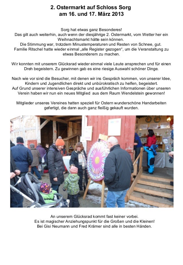 29 Off Va Ostermarkt Auf Schloss Sorg Am 16 U 17 03 2013