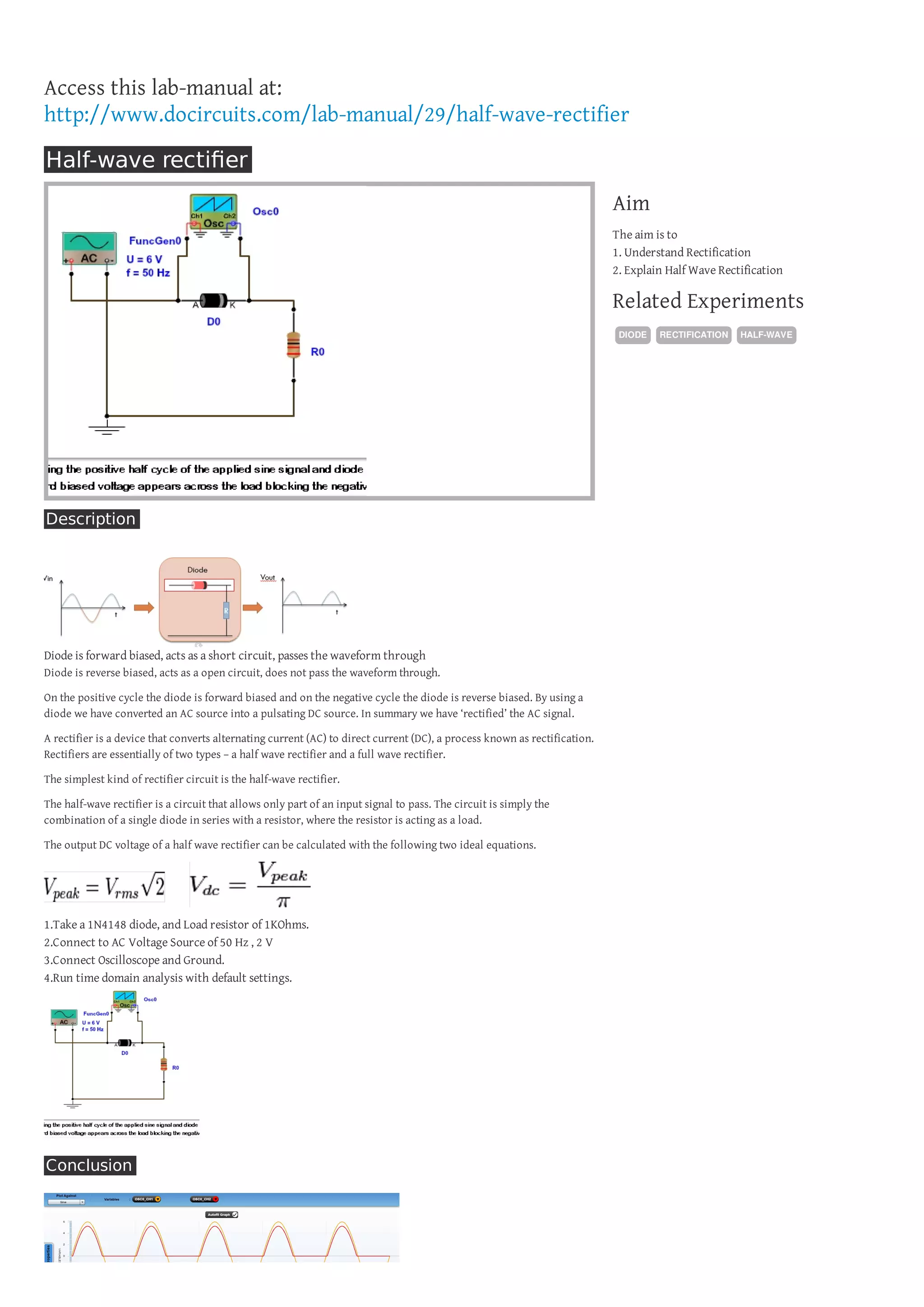 Half Wave Rectifier | PDF