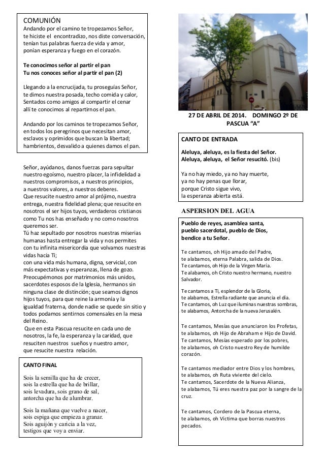 GUION DE LA MISA DEL 2º DOMINGO DE PASCUA. CICLO A. DIA 27 ...