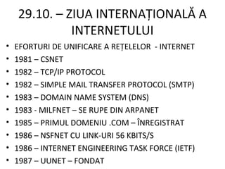 29.10. – ZIUA INTERNATIONALA A INTERNETULUI 