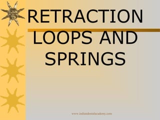 RETRACTION
LOOPS AND
SPRINGS
www.indiandentalacademy.com
 