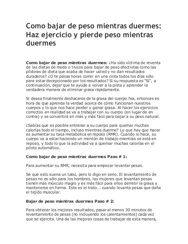 29 Como Bajar De Peso Mientras Duermes Haz Ejercicio Y Pierde Peso M