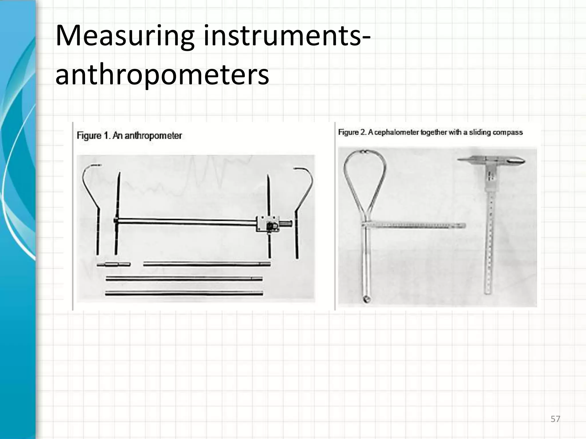 Measuring instruments-
anthropometers
57
 