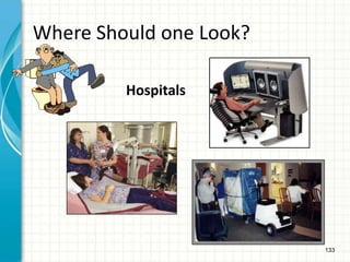 133
Where Should one Look?
Hospitals
 