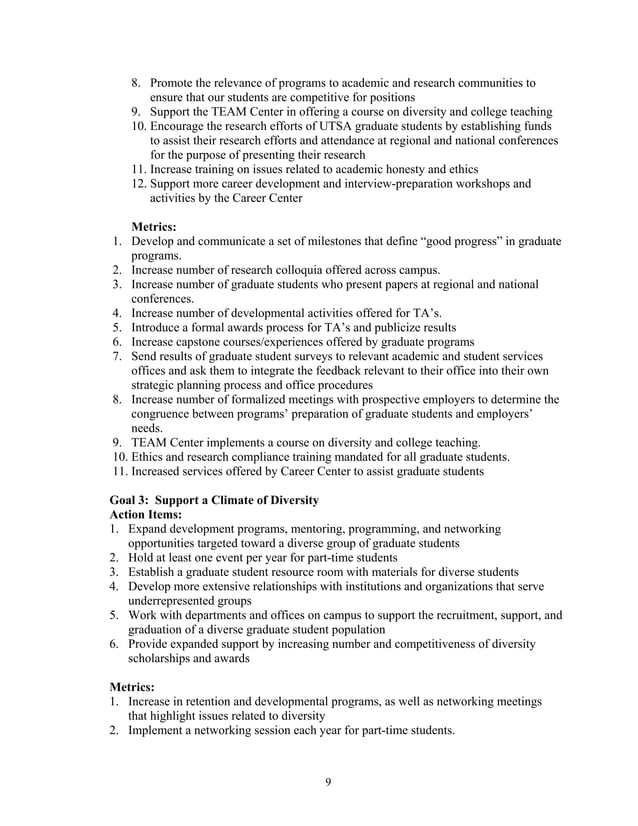 29 Grad School Final Draft Unit Strategic Plan Template For Utsa 2016 