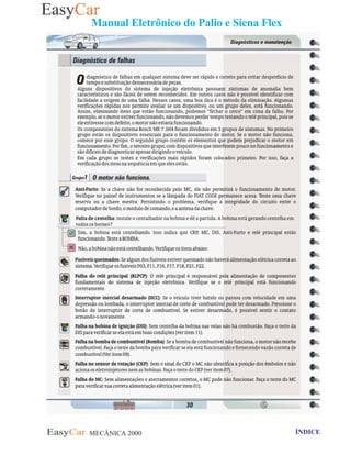 MECÂNICA 2000 Retornar ao indice Retornar ao ÍNDICE 2
Manual Eletrônico do Palio e Siena Flex
30- Diagnostico de Falhas
 