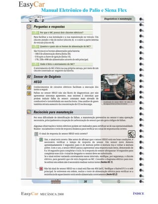 MECÂNICA 2000 Retornar ao indice Retornar ao ÍNDICE 2
Manual Eletrônico do Palio e Siena Flex
36- Item 02 - Sensor do Oxigênio (HEGO)
 