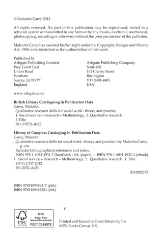 Qualitative Research Skills For Social Work 1st Edition Malcolm Carey | PDF