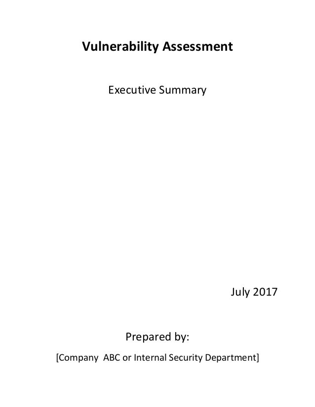 vulnerability assessment executive summary report template executive summary report template