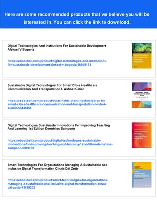Digital Technologies For Sustainable Futures Promises And Pitfalls ...