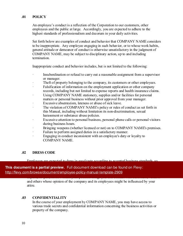 Employee Policy Manual (Template)