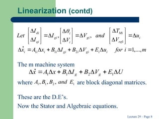 Linearization Abcd Matrix Example Power system dynamics and Stability analysis | PPT