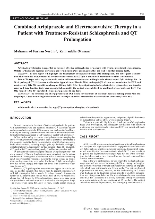 Combined Aripiprazole and Electroconvulsive Therapy in a Patient with