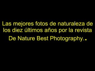 Las mejores fotos de naturaleza de los diez últimos años por la revista De Nature Best Photography. . 