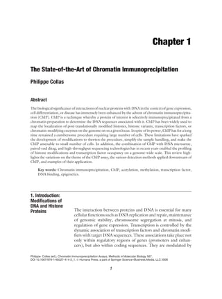 Chromatin Immunoprecipitation Assays Methods and Protocols 1st Edition ...
